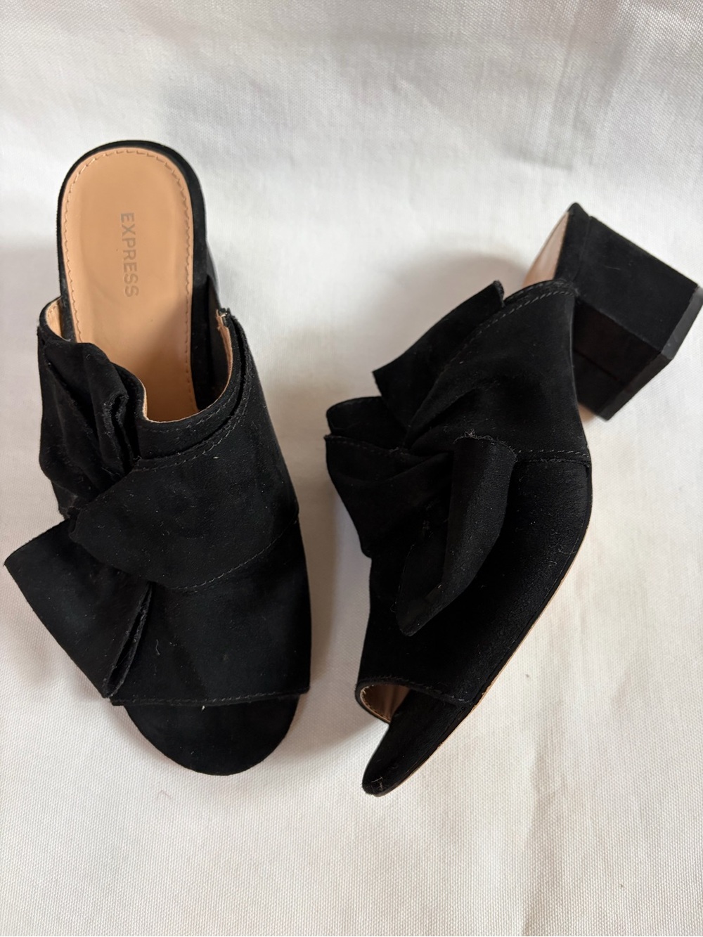 Express Block Heel Slides Size 6 Black